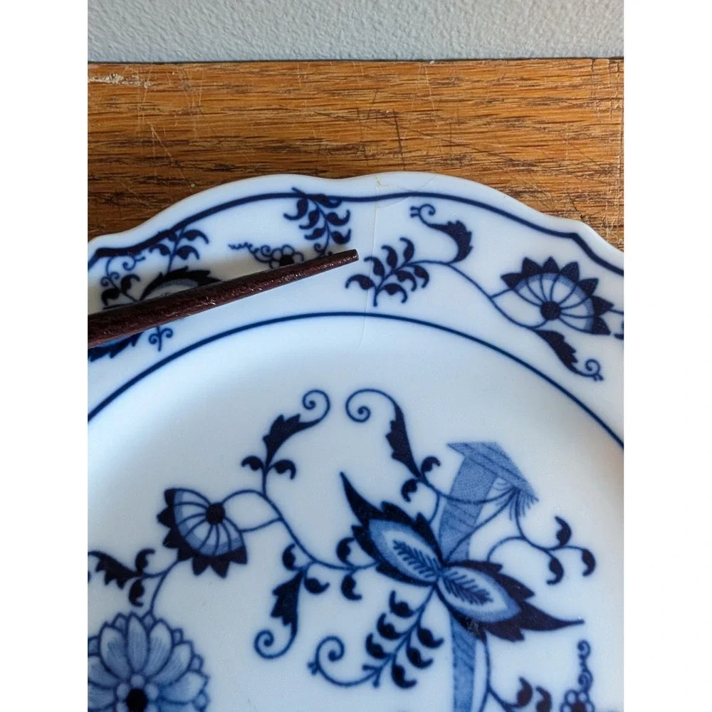 Vtg Blue Danube Bread Butter Plates Set of 4 Blue Onion Scalloped 6.75in READ***
